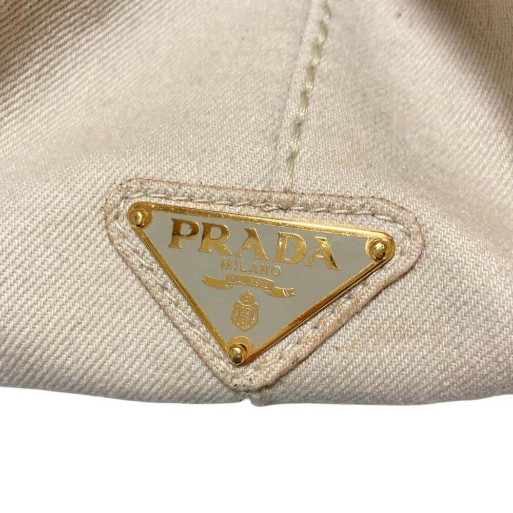 PRADA Canapa Denim Tote Bag B1877B Beige Women's - Picture 13 of 15